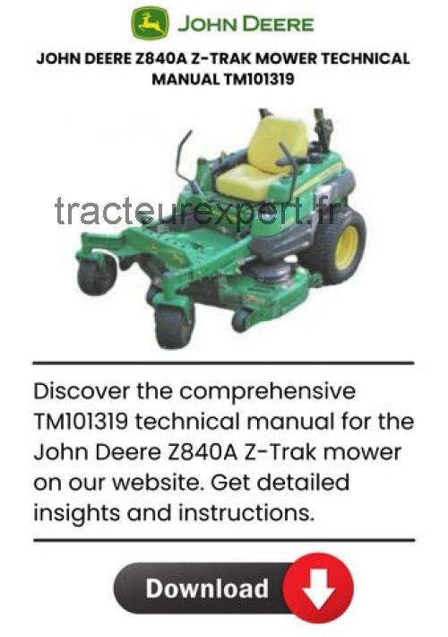 John Deere Z840A avis et fiche technique 